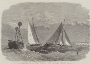 Carrera de yates entre el Thought y el Torpid, frente a la luz Nab, en el Solent